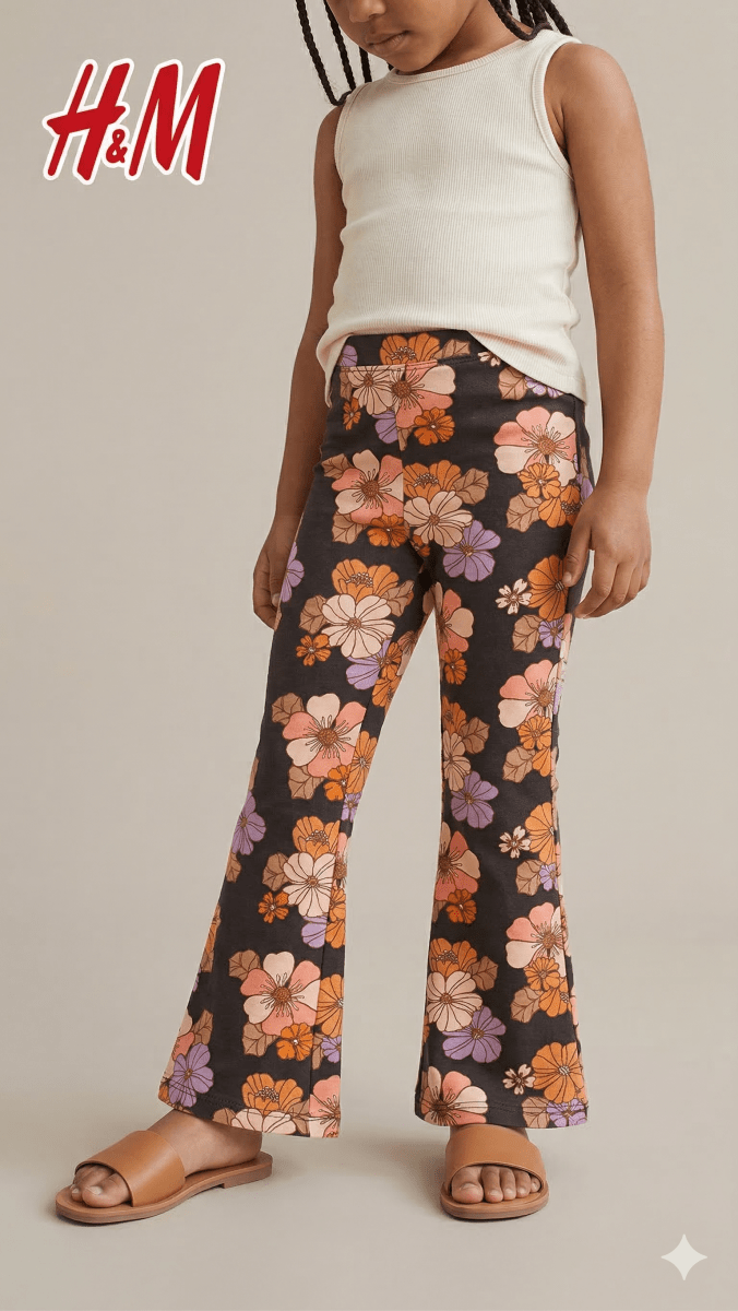 Autumn Bloom Flare Leggings (BG-000517) - girl tights