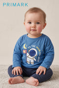 Baby Blue "To The Moon And Back" Astronaut Long-Sleeve T-Shirt Primark (BG-000987)