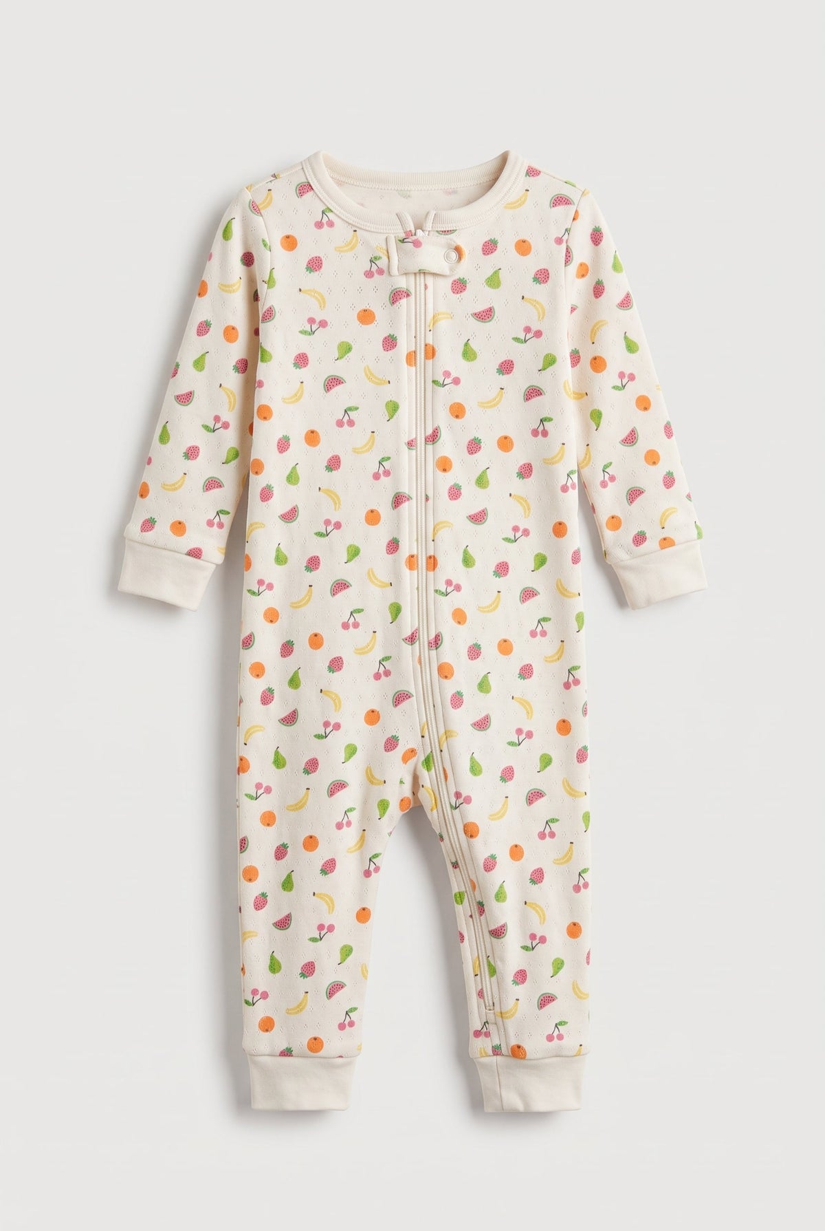 Baby Cream Colorful Fruit Print Zip-Up Footless Romper (BG-000999)