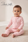 Baby Girls Light Pink Heart Print Zip-Up Romper René Rofé Baby (BG-000994)