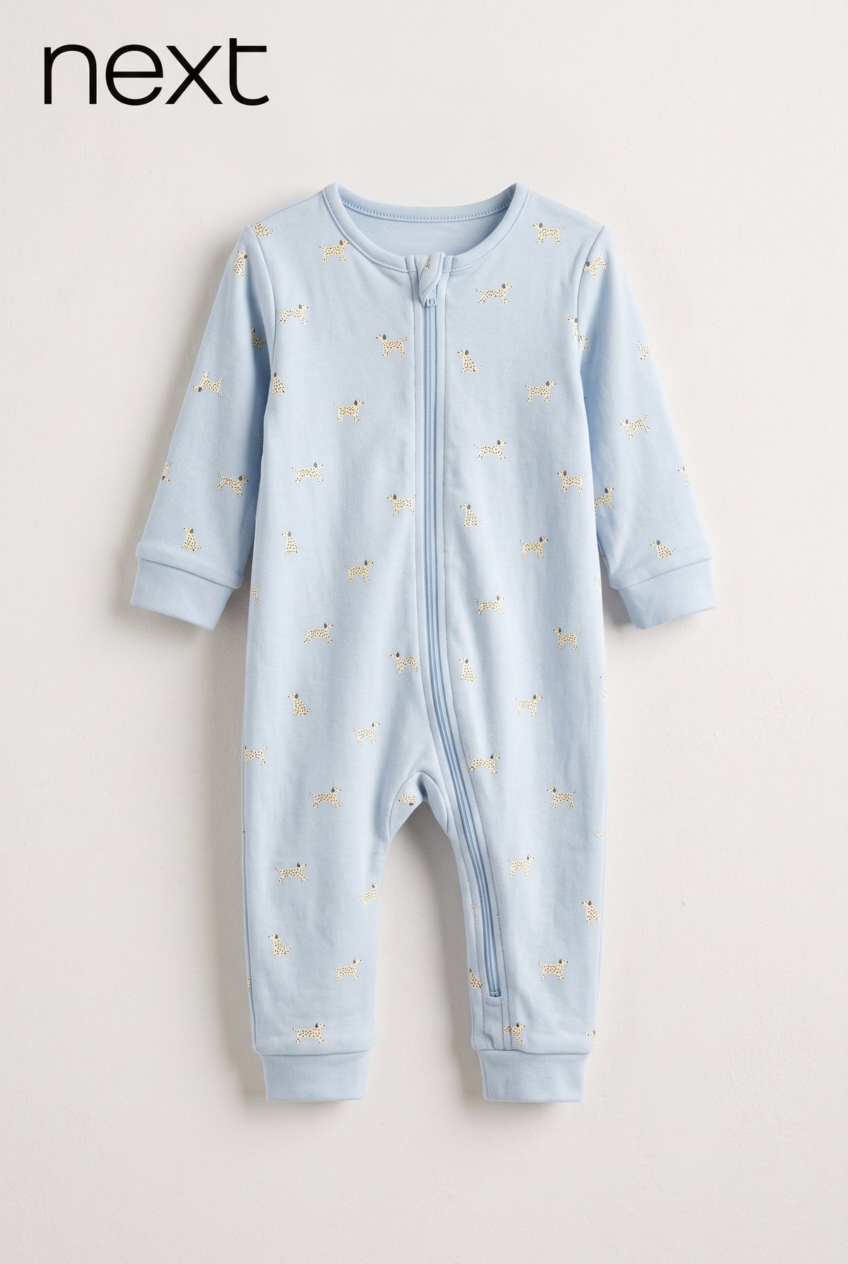 Baby Light Blue Puppy Print Zip-Up Footless Romper Next (BG-000996)