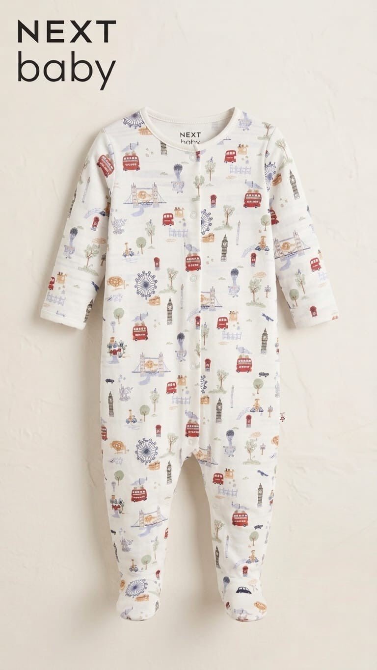 Baby London Landmarks Print Cotton Sleepsuit Next Baby (BG-000637)