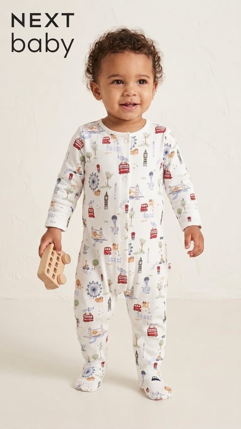 Baby London Landmarks Print Cotton Sleepsuit Next Baby (BG-000637)