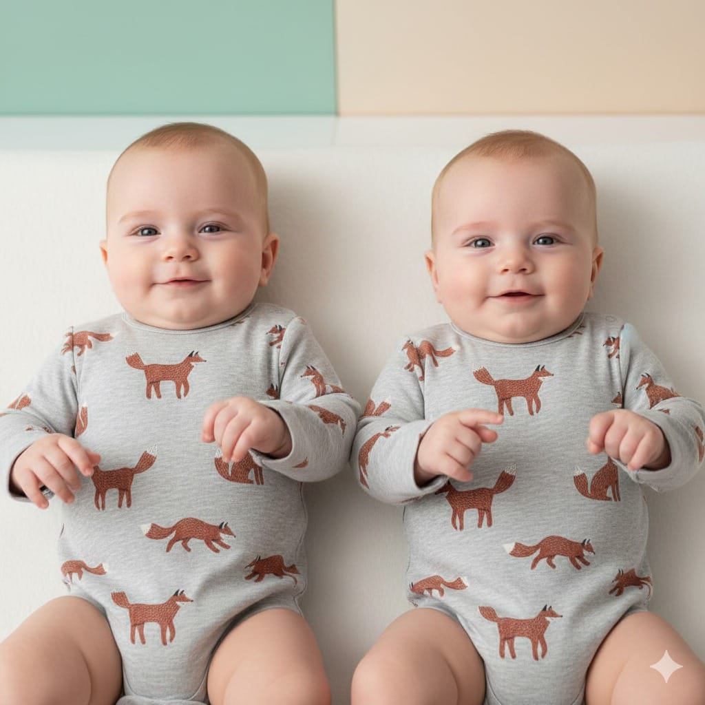Baby Long Sleeve Bodysuit with Loyyle Fox Print (BG-000131)