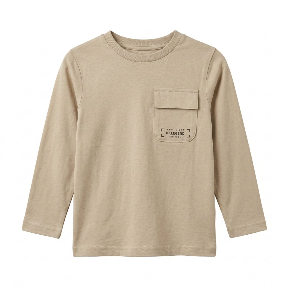 Beige Long Sleeve Pocket Shirt (BG-000357) - boy tshirt
