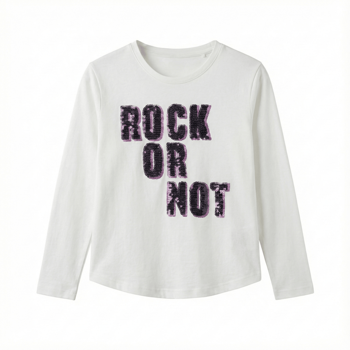 Benetton Girls Long Sleeve Shirt with ROCK OR NOT Text (BG-000157)