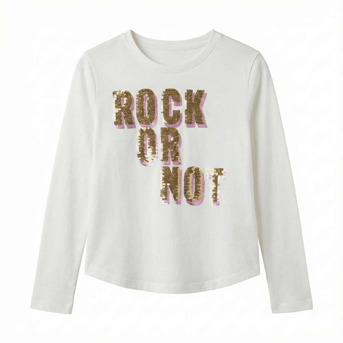 Benetton Girls Long Sleeve Shirt with ROCK OR NOT Text (BG-000157)
