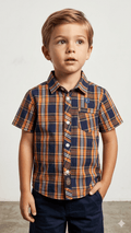 BILLIONAIRE ORANGE AND BLUW CASUAL SHIRT HALF SLEEVES (BG-000687) - boy tshirt