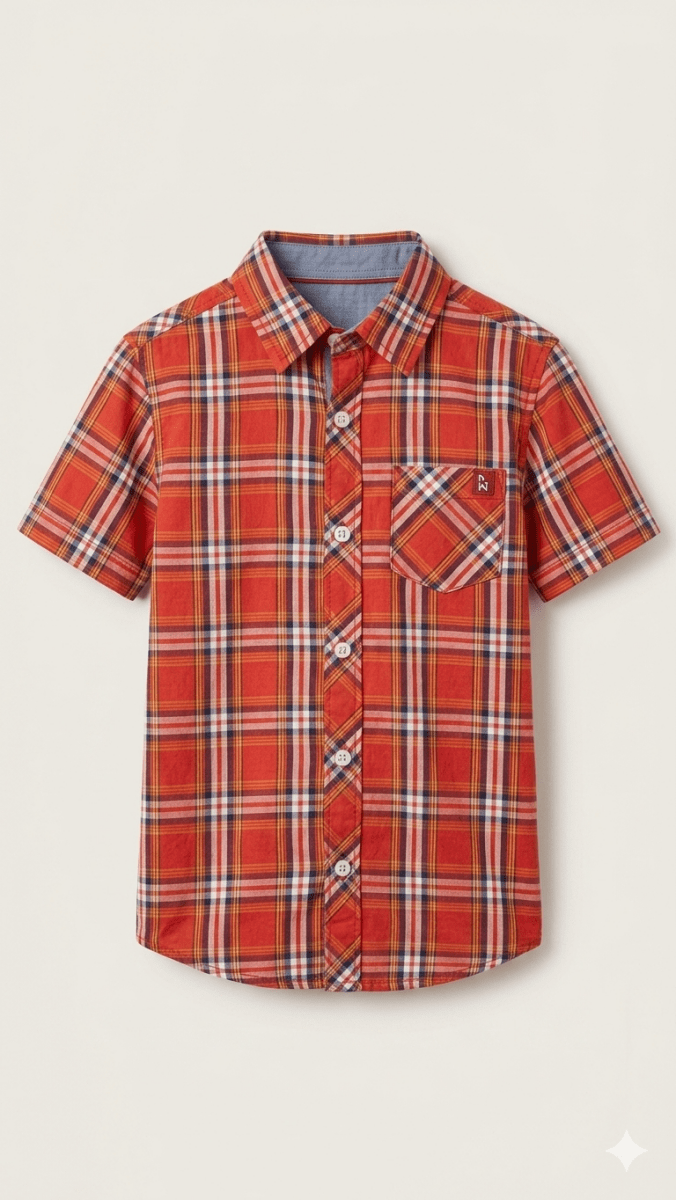 BILLIONAIRE RED CASUAL SHIRT HALF SLEEVES (BG-000688) - boy tshirt