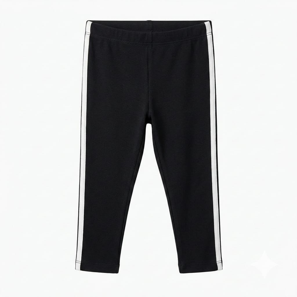 Black Legging with White Side Stripes (BG-000200) - girl tights