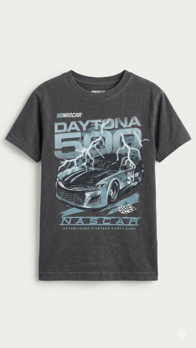 BLACK SHIRT WITH NASCAR CAR PRINT (BG-000597) - boy tshirt
