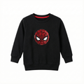 Black spiderman face embroidered terry fabric sweatshirt (BG-000073)