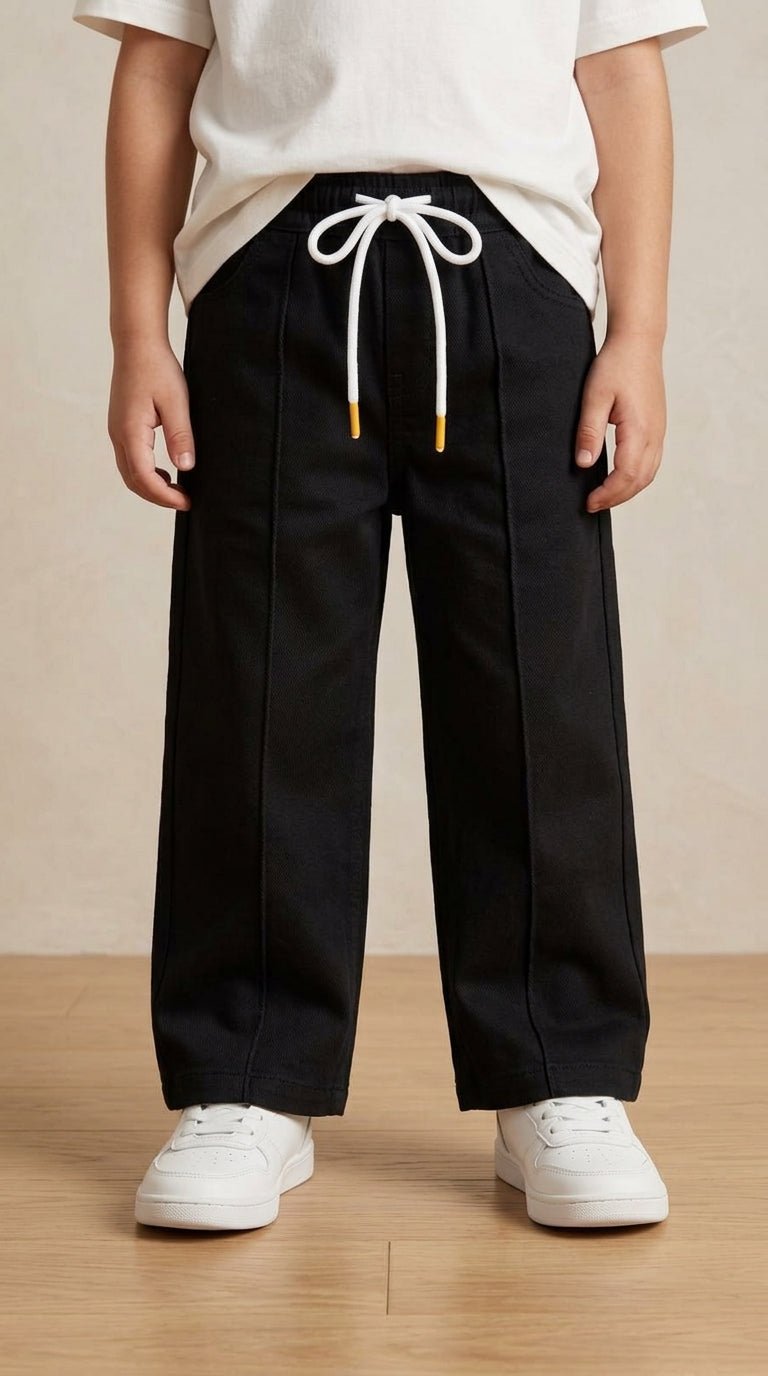 Black Straight-Leg Casual Drawstring Trousers ZARA (BG-000939)