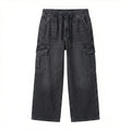 Black Wash Straight Leg Cargo Denim Jeans (BG-000196)