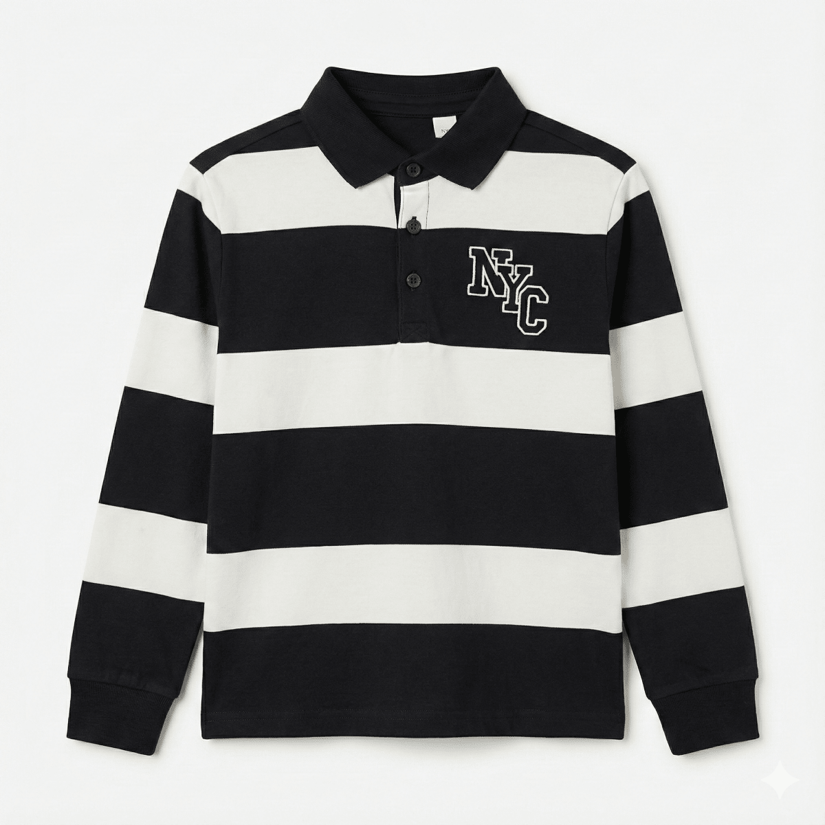 Black & White Polo Shirt with NYC Embroidery (BG-000142)