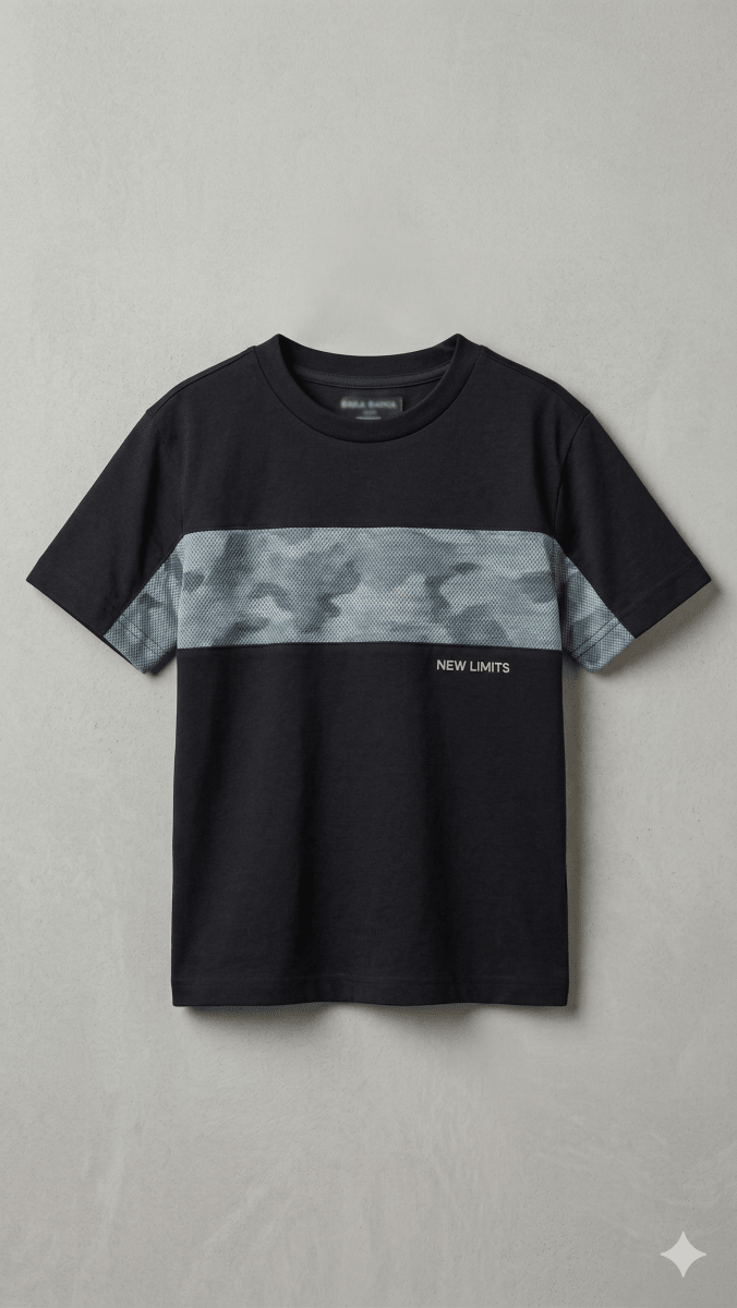 black with mid green n sky blue BG-000460 - boy tshirt