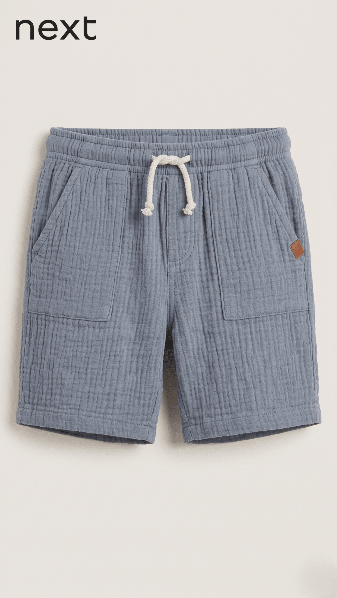 Blue-Grey Textured Shorts Boys (BG-000683) - nikkers