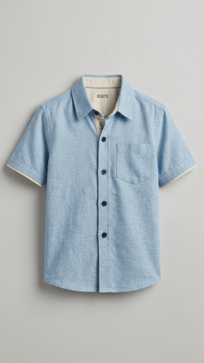BLUE HALF SLEEVES CASUAL SHIRT WITH FRONT POCKET (BG-000690)