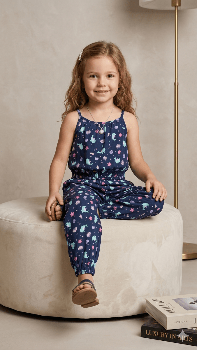 BLUE JUMPSUIT WITH ANIMALS PRINT BG-000403 - dungaree