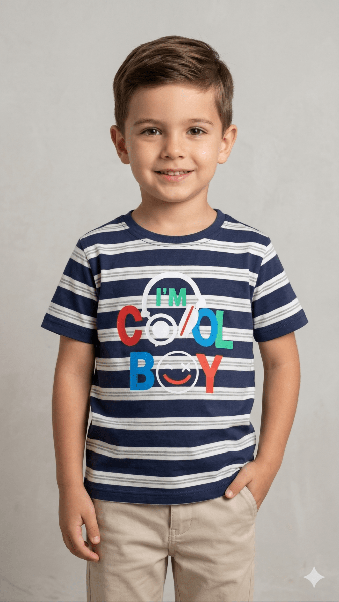 blue n white with I'm cool BG-000483 - boy tshirt