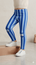 Blue Striped Heart-Eye Leggings (BG-000525) - girl tights