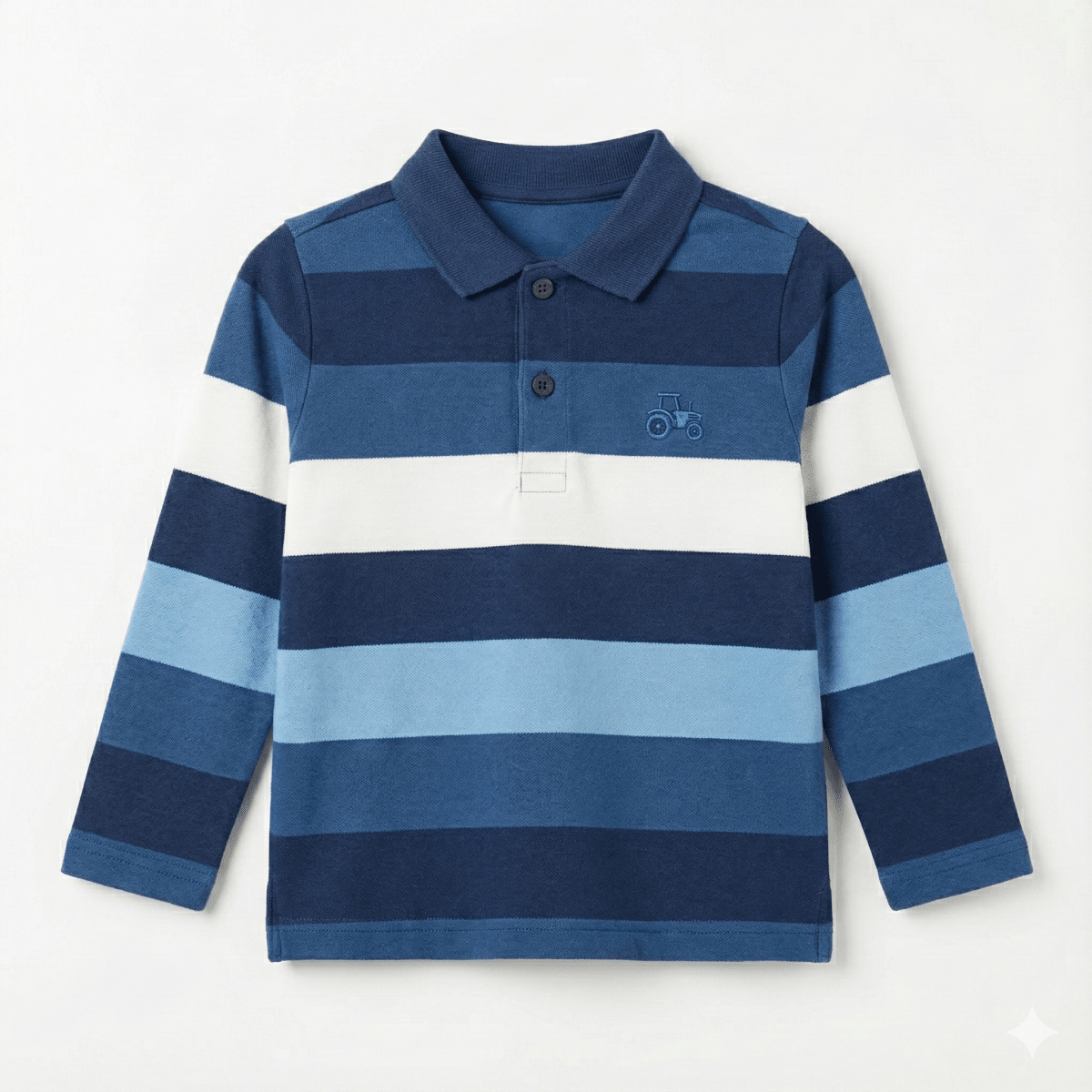 Blue Stripted Cotton Jersey Polo Shirt (BG-000141)