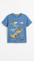 Blue T-Shirt with Dinosaur Graphic Print (BG-000349)