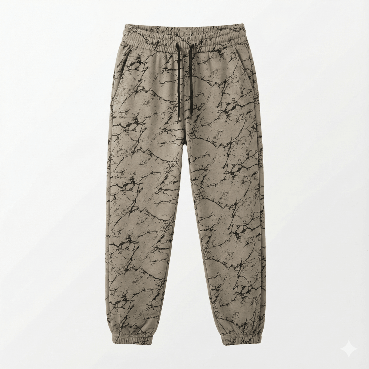 Boys' Abstract Marble Print Joggers - Beige & Black (BG-000031)