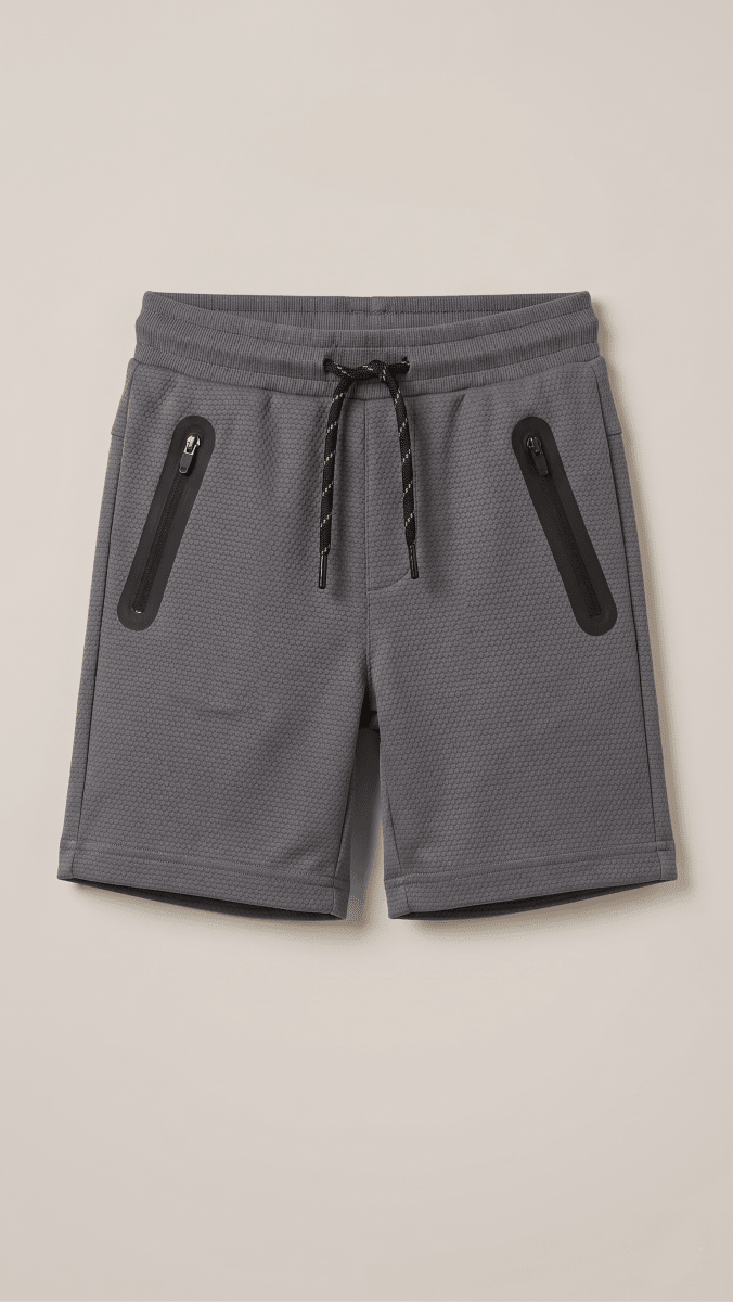 Boys Athletic Performance Shorts Dark Grey Zipper Pocket Activewear (BG-000537) - nikkers