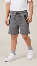 Boys Athletic Performance Shorts Dark Grey Zipper Pocket Activewear (BG-000537) - nikkers