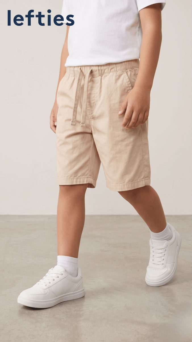 Boys Beige Woven Paper Cotton Shorts Lightweight Casual Wear Neutral Color (BG-000557) - nikkers