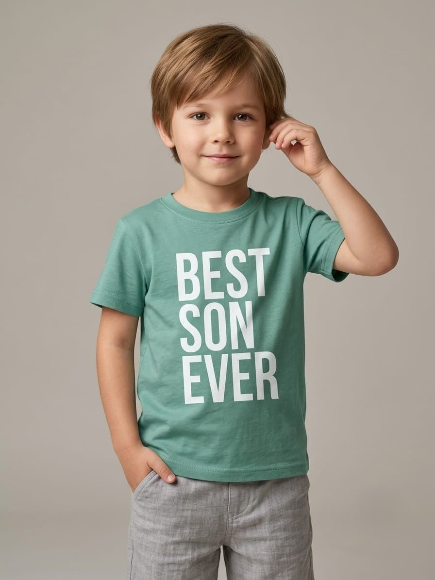 Boys' "Best Son Ever" Graphic Short Sleeve T-Shirt - Green (BG-000441)
