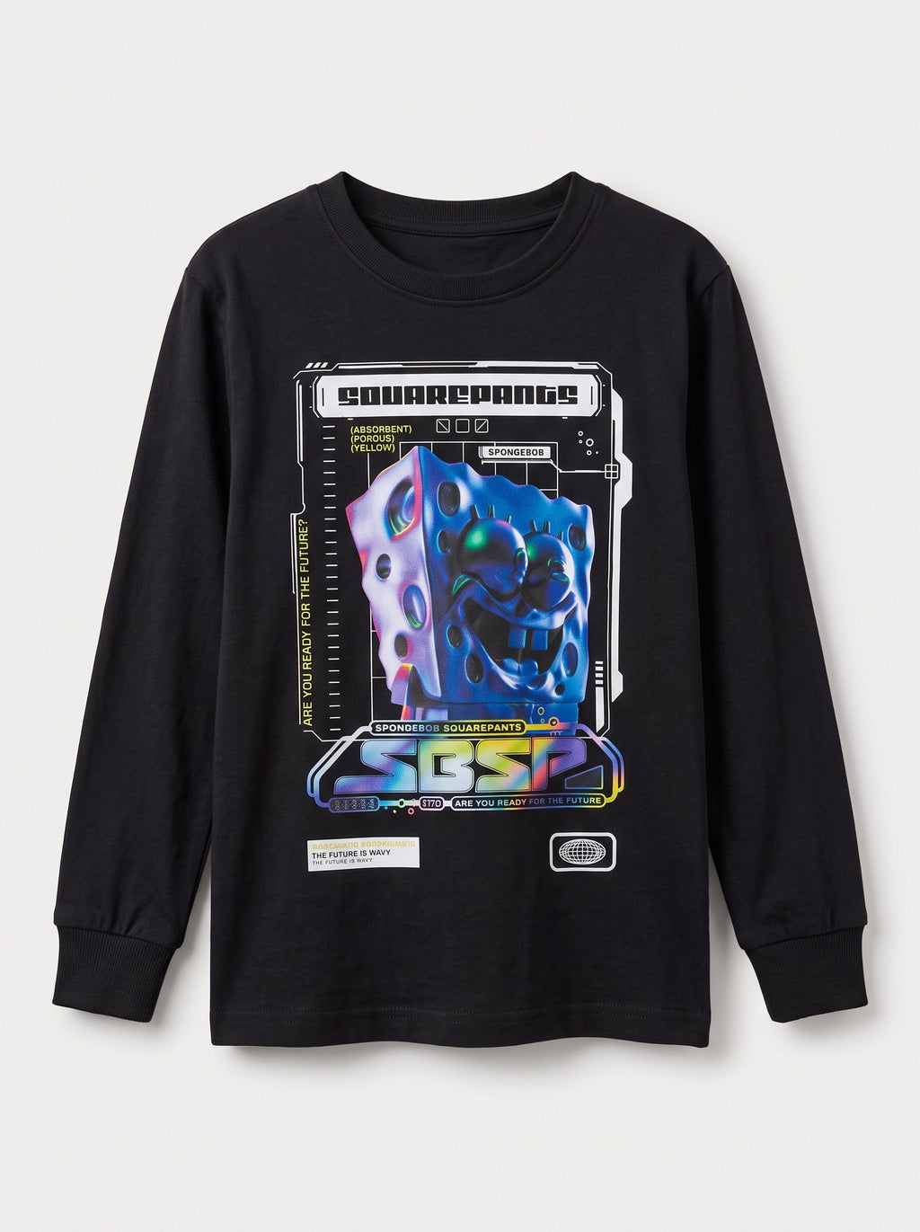 Boys Black SpongeBob SquarePants Graphic Long-Sleeve T-Shirt (BG-000976)