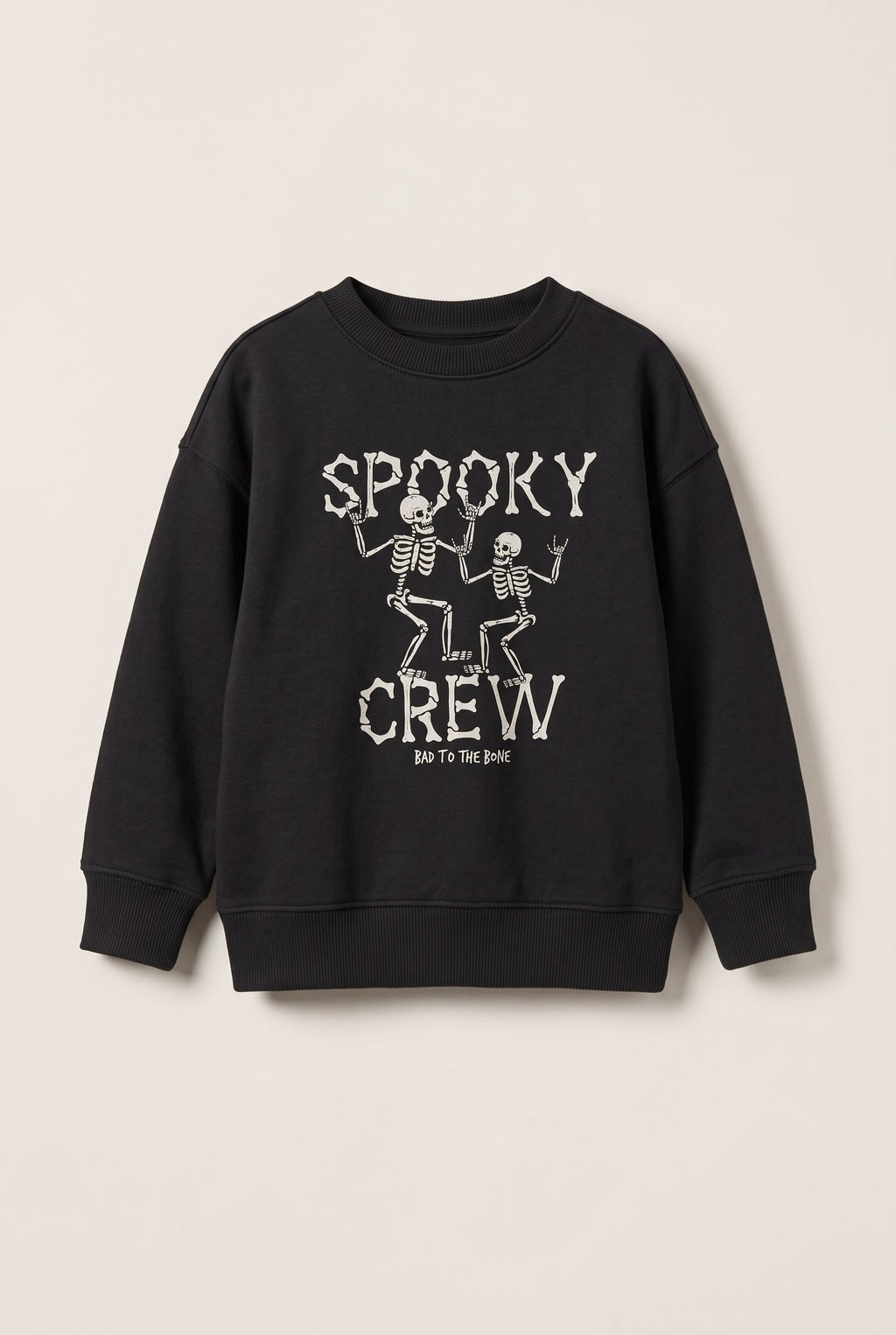Boys Black "Spooky Crew" Skeleton Graphic Sweatshirt (BG-001005)
