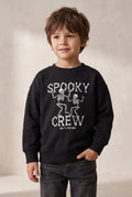 Boys Black "Spooky Crew" Skeleton Graphic Sweatshirt (BG-001005)