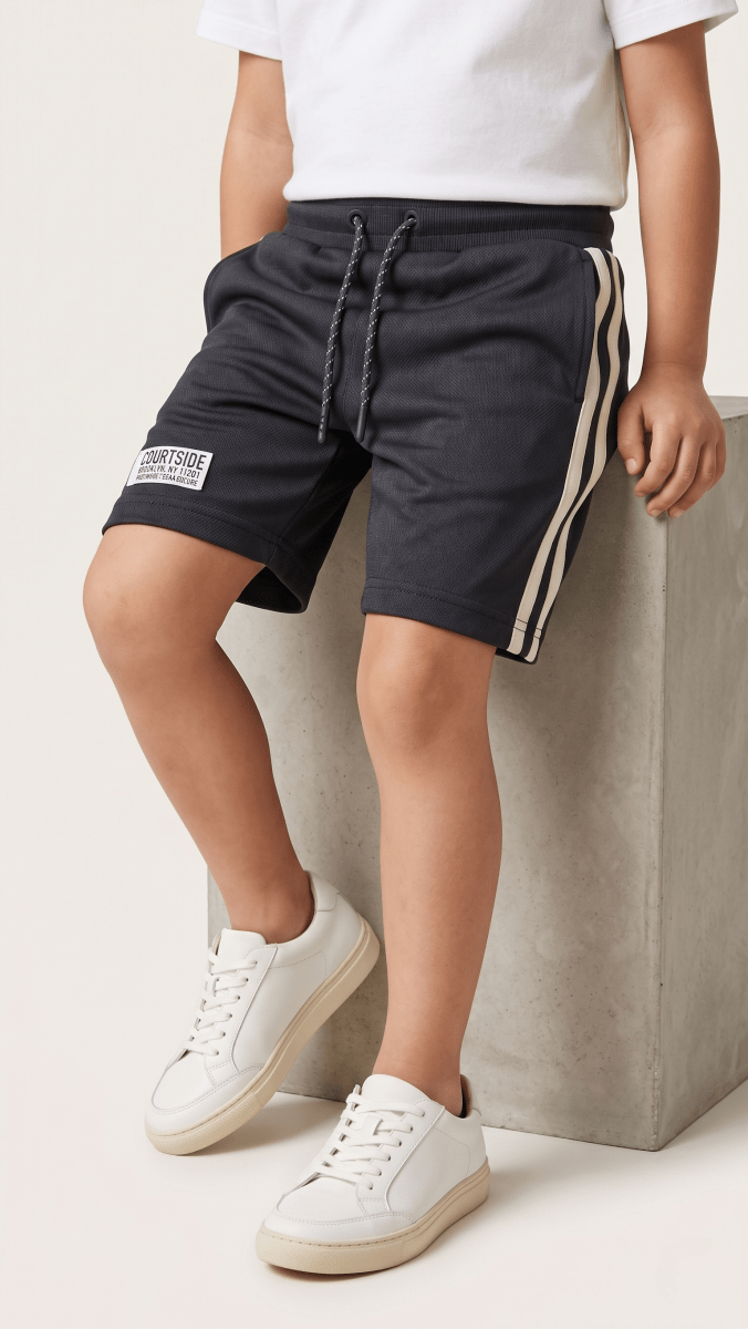 Boys Black Sportswear Dry-Fit Type Shorts (BG-000550) - nikkers