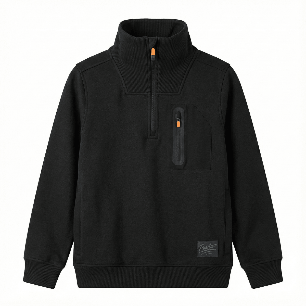 Boys Black Utility Quarter-Zip Pullover with Chest Pocket (BG-000081)