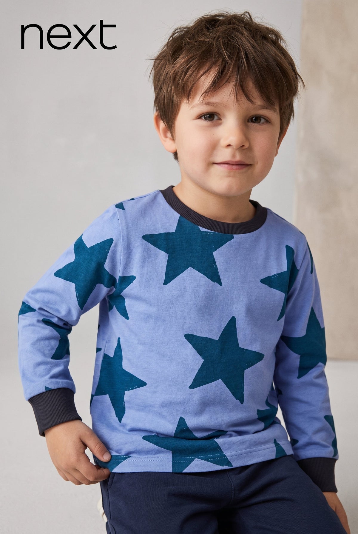 Boys Blue All-Over Star Print Long-Sleeve T-Shirt Next (BG-000988)