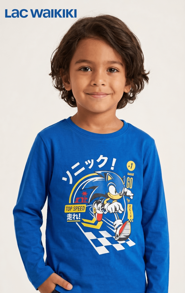 Boys Blue Sonic the Hedgehog Graphic Long Sleeve T-Shirt (BG-000920)