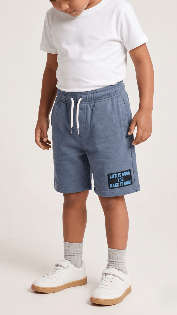 Boys Blue Terry Stuff Graphic Shorts Casual Summer Wear Soft Fabric (BG-000543) - nikkers