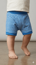 Boys Blue & White Stripe Elastic Waist Shorts – Cut Label (BG-000493)