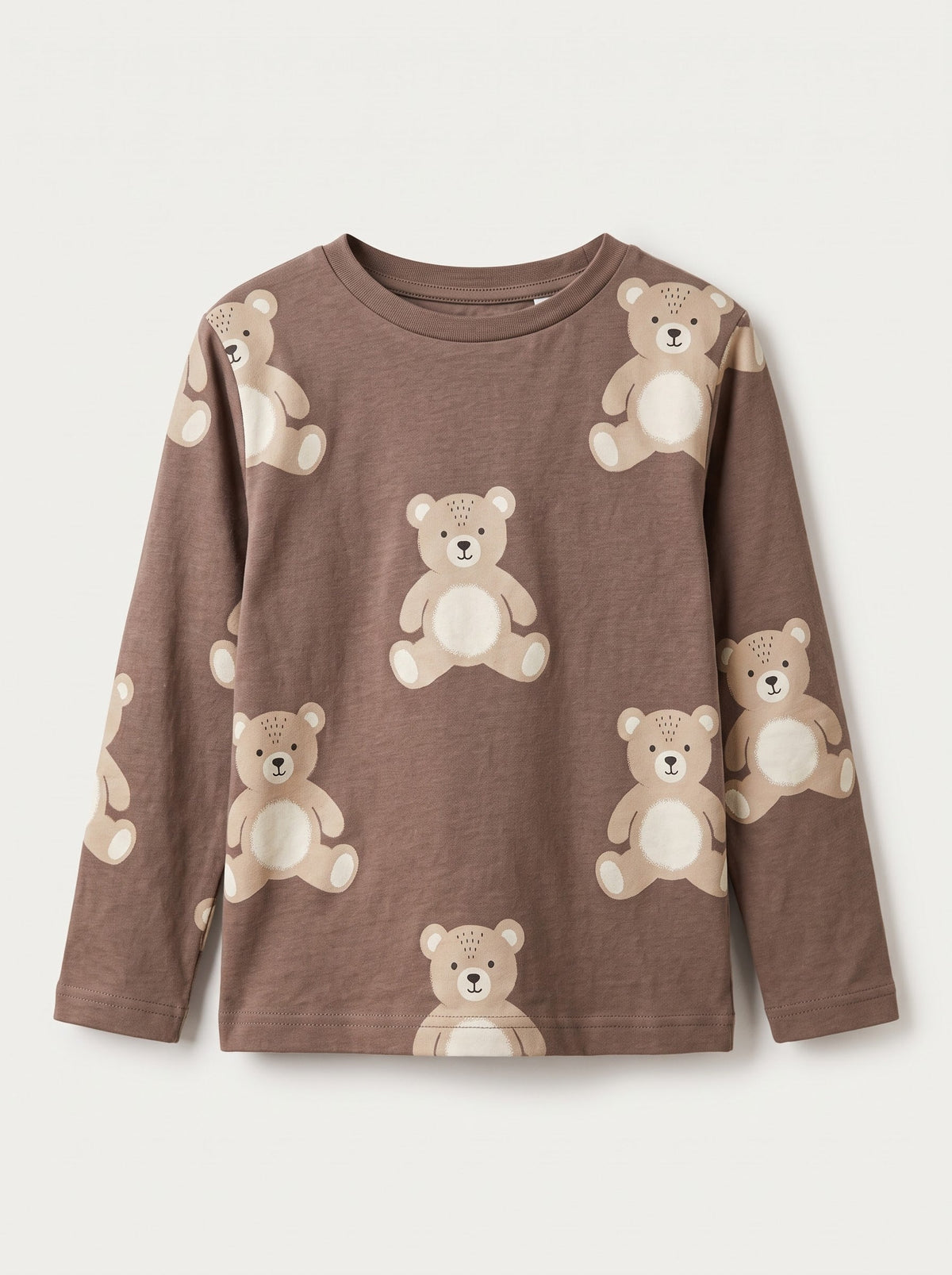 Boys Brown Teddy Bear Print Long Sleeve T-Shirt (BG-000921)