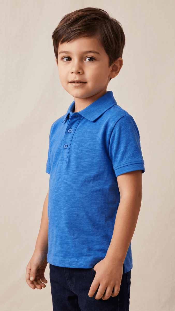 Boys' Classic Solid Short Sleeve Polo Shirt - Royal Blue (BG-000844)