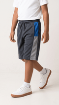 Boys Colorblock Sports Shorts Breathable Activewear Grey Blue (BG-000544)