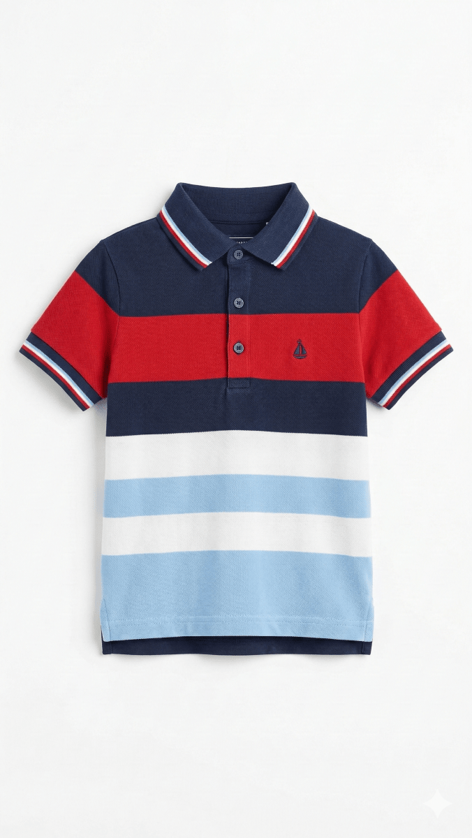 Boys Colorblock Striped Polo Shirt (BG-000410) - polo