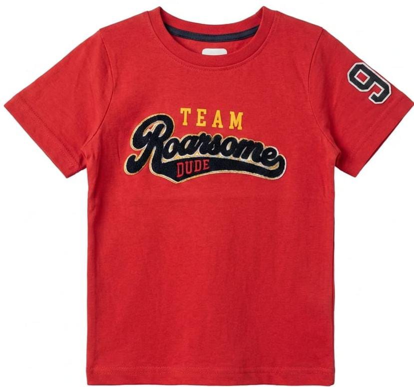 Boys Crimson T-shirt with Team Roarsome Patch (BG-000317)