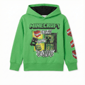 Boys Green Minecraft Gamer Hoodie with Sleeve Graphics Short/Clean: Official Style Minecraft Creeper Green Hoodie (BG-000082)