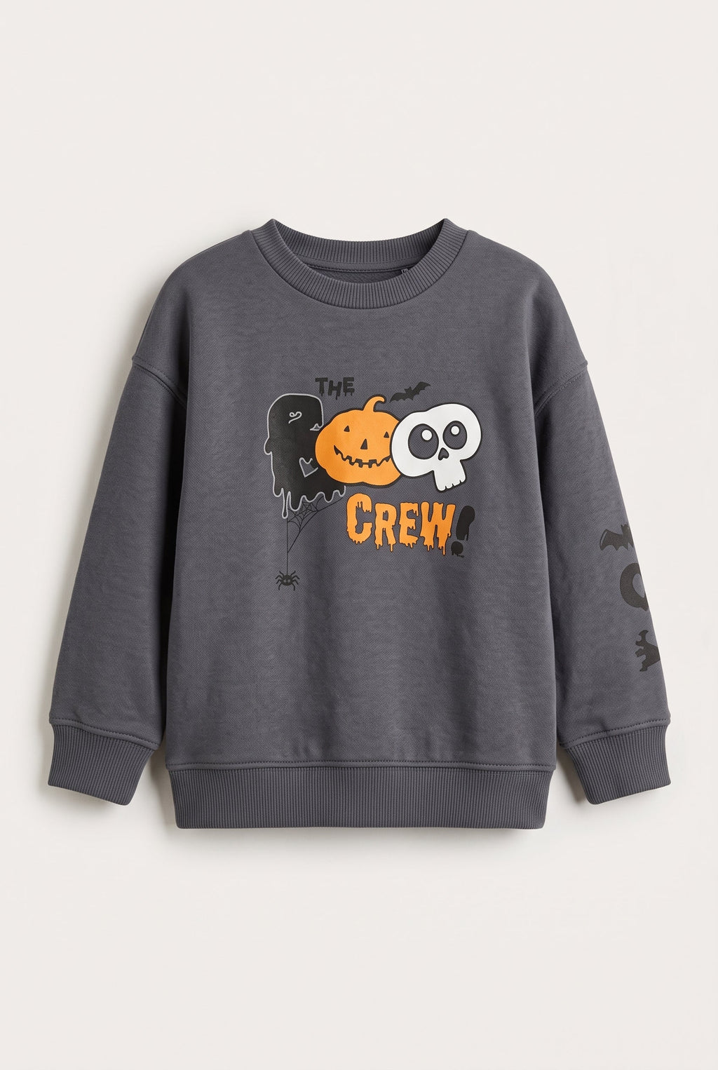 Boys Grey Halloween Pumpkin & Skull Graphic Sweatshirt (BG-001004)