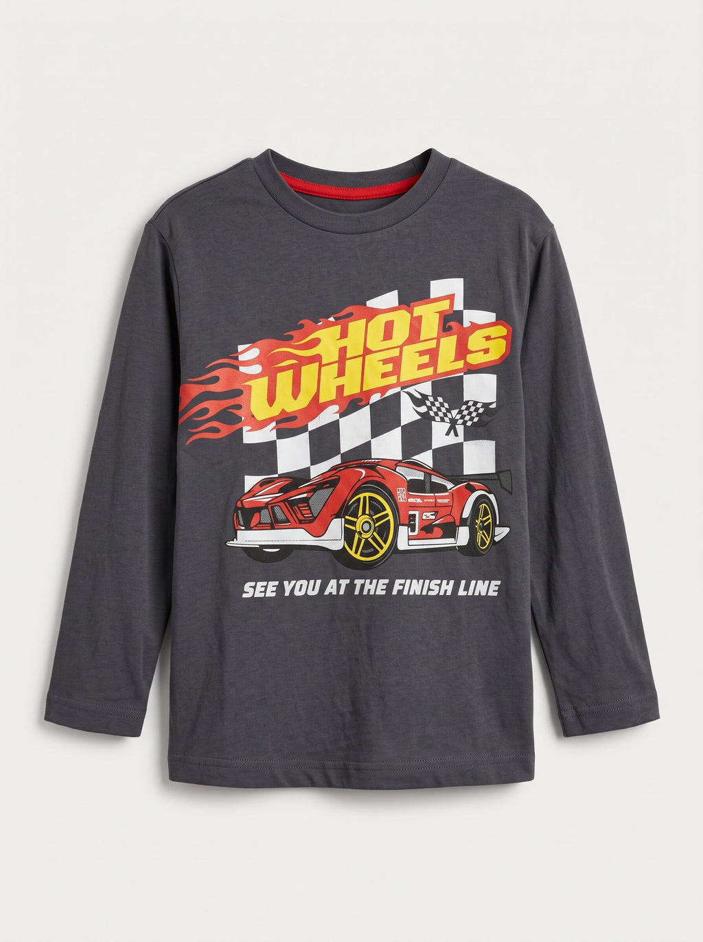 Boys Grey Hot Wheels Racing Graphic Long-Sleeve T-Shirt (BG-000980)