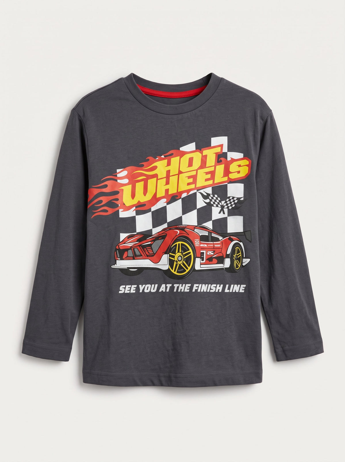 Boys Grey Hot Wheels Racing Graphic Long-Sleeve T-Shirt (BG-000980)